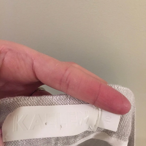 KAELEN Shimmer linen wide leg crop pants - Picture 3 of 7